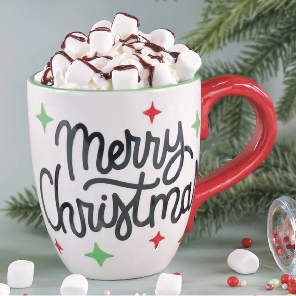 NWT Simply Southern Christmas Holiday Merry Christmas Coffee Mug Cup Red Handle - Picture 2 of 6